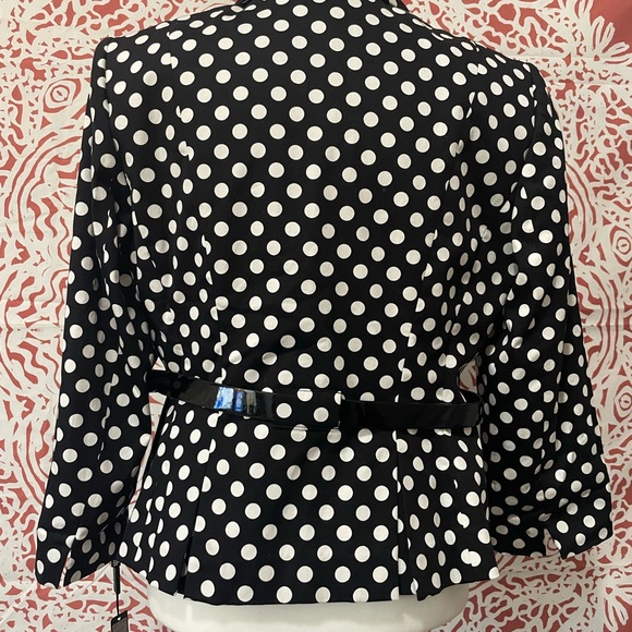 TAHARI size 8 medium petite women’s blazer, Jacket, black white polka dot - Picture 3 of 11
